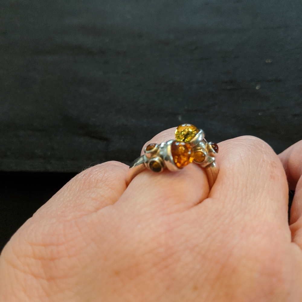 Amber And Silver Ring - image 4